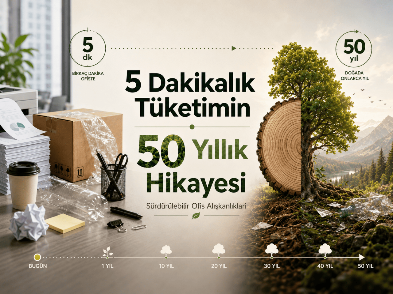 5 Dakikalık Tüketimin 50 Yıllık Hikayesi / Sürdürülebilir Ofis Alışkanlıkları