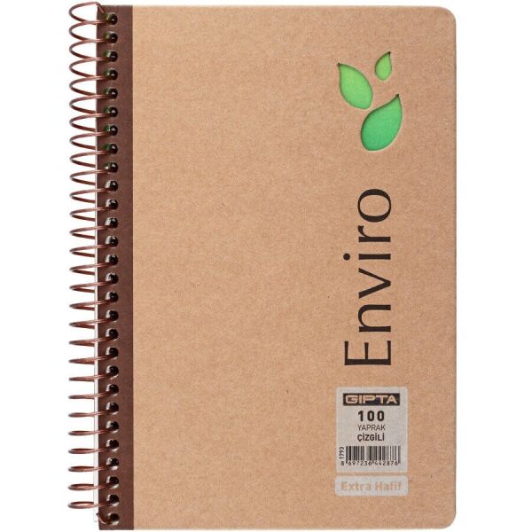 Gıpta Enviro 17x24 100 Yaprak Çizgili Spiralli Kraft Defter 1793 Sert Kapak