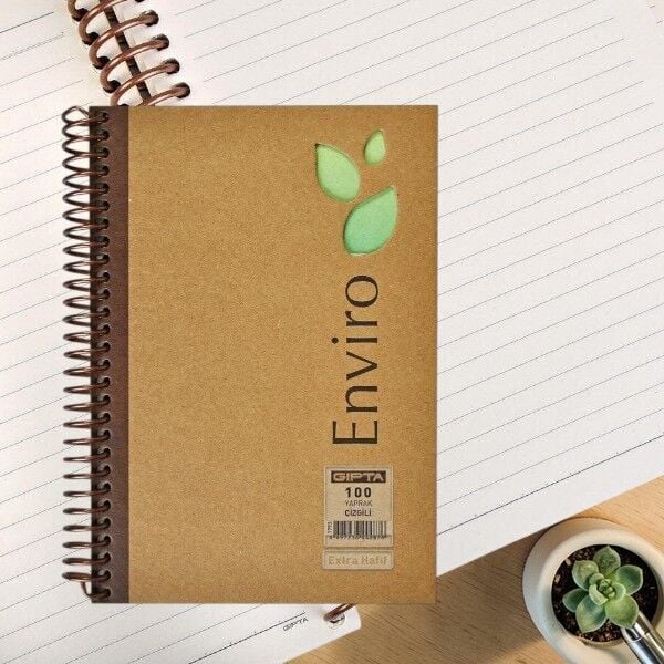 Gıpta Enviro A4 100 Yaprak Çizgili Spiralli Kraft Defter 1791 Sert Kapak