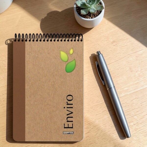 Gıpta Enviro Spiralli 100 yaprak Çizgili A4 Kraft Sert Kapaklı Bloknot (2345)