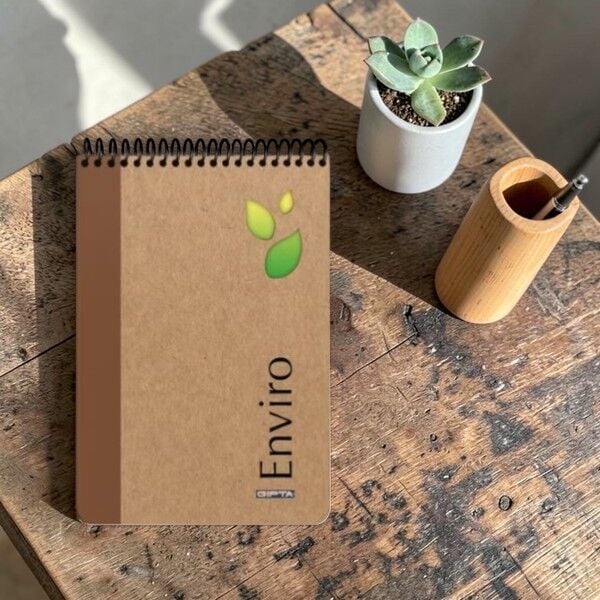 Gıpta Enviro A4 100 Yaprak Kareli Spiralli Kraft Bloknot Sert Kapak 2346