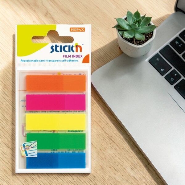 Gıpta 5 Renk 25 Yaprak Stick'n Yapışkanlı Ayraç 45x12 mm Neon Film 21050