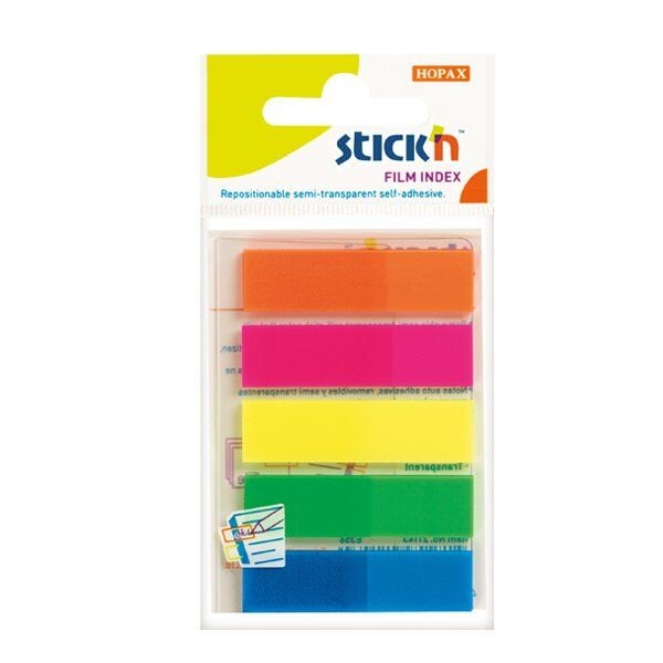 Gıpta 5 Renk 25 Yaprak Stick'n Yapışkanlı Ayraç 45x12 mm Neon Film 21050