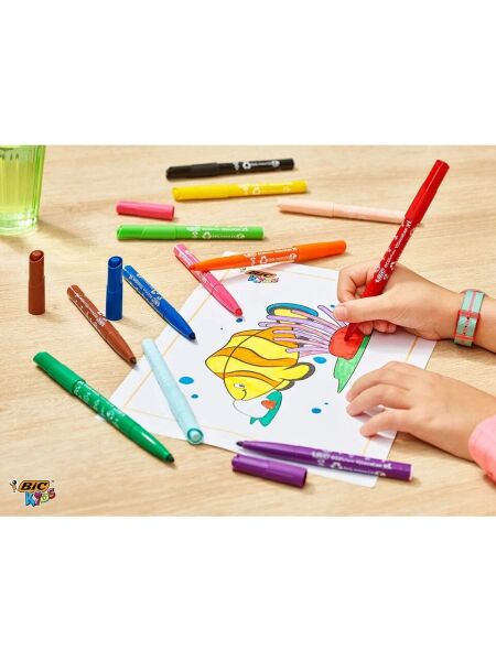 Bic Visacolor XL - 12'li Jumbo Yıkanabilir Keçeli Kalem Seti (8922233)