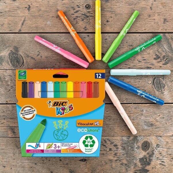 Bic Visacolor XL - 12'li Jumbo Yıkanabilir Keçeli Kalem Seti (8922233)