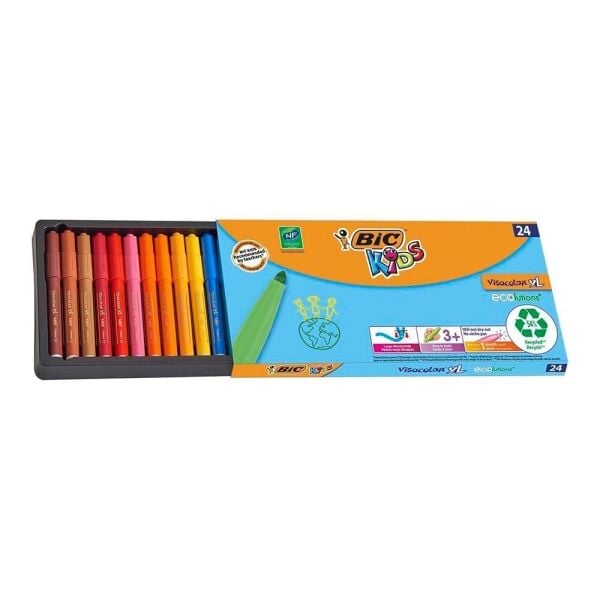 Bic Visacolor XL - 24'lü Jumbo Keçeli Kalem Seti Yıkanabilir (8290053)