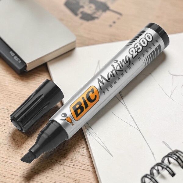 Bic Permanent Marker 2300 Kesik Uç - Siyah (820926)
