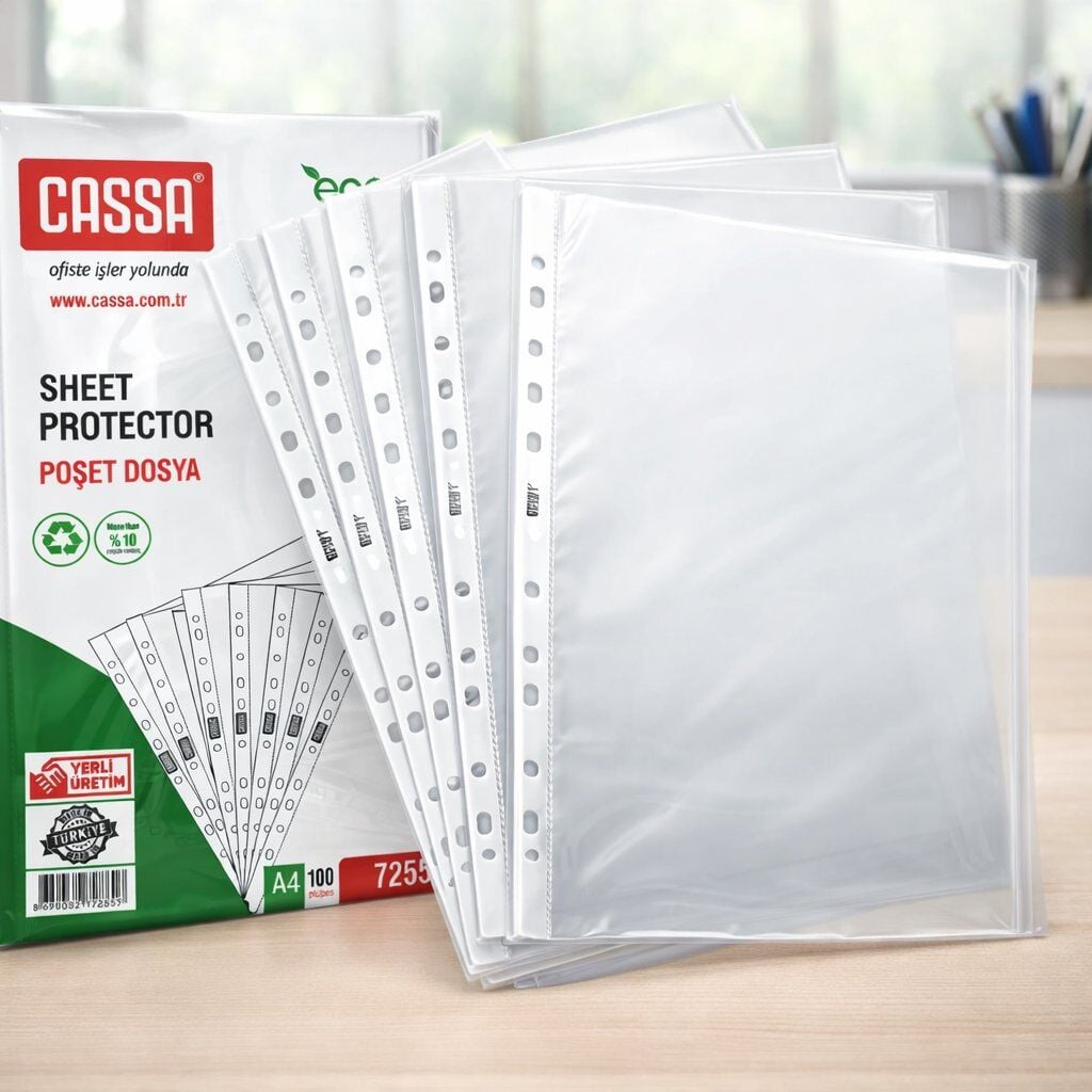 Cassa 7255 A4 Delikli Poşet Dosya Eco 100'lü