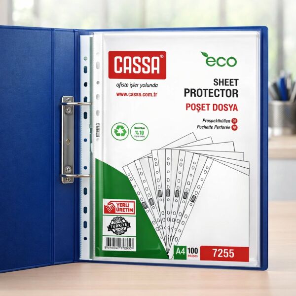 Cassa 7255 A4 Delikli Poşet Dosya Eco 100'lü