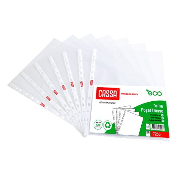 Cassa 7255 A4 Delikli Poşet Dosya Eco 100'lü
