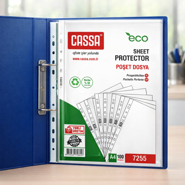 Cassa 7255 A4 Delikli Poşet Dosya Eco 100'lü
