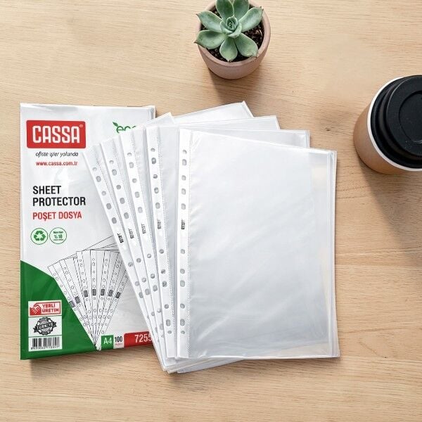 Cassa 7255 A4 Delikli Poşet Dosya Eco 100'lü