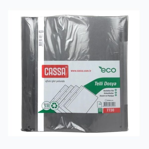 Cassa Eco Telli Dosya - Siyah 50'li (7730)
