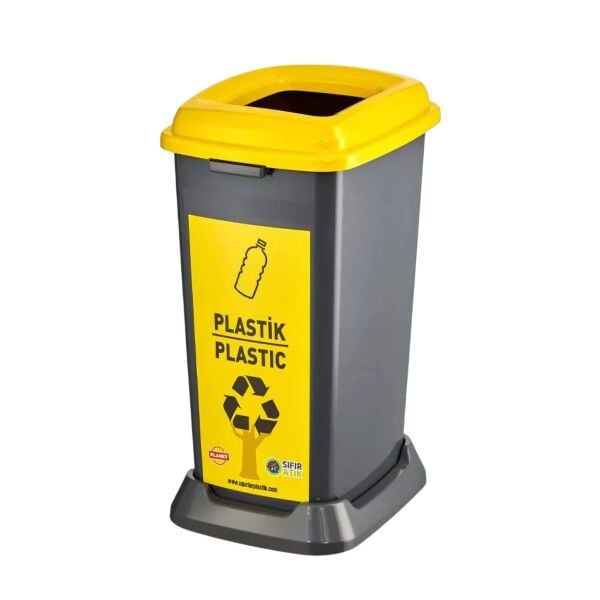 Ceymop  Geri Dönüşüm Kovası 70 lt Plastik - Sarı Renk (Plastik Atık) (Cyp-1533)