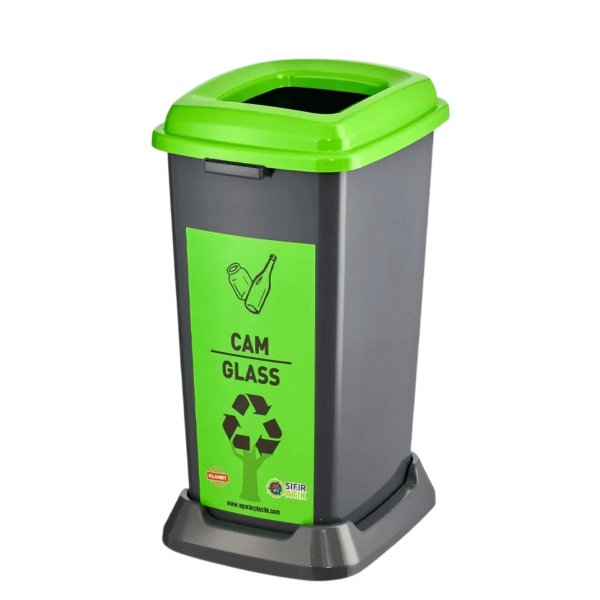 Ceymop Geri Dönüşüm Kovası 70 lt Plastik - Yeşil Renk (Cam Atık) (Cyp-1533)