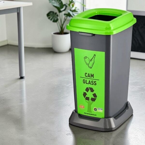 Ceymop Geri Dönüşüm Kovası 70 lt Plastik - Yeşil Renk (Cam Atık) (Cyp-1533)
