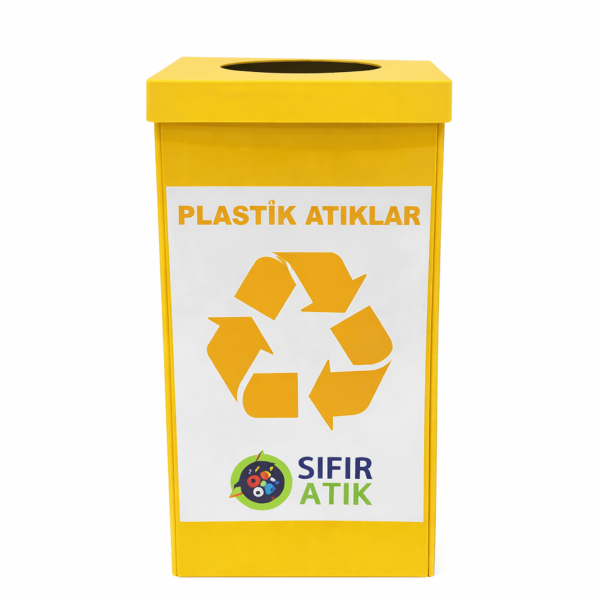 Ceymop Plastik Atık 70 Lt Folyolu Geri Dönüşüm Kutusu - Sarı (Cyp-1530)