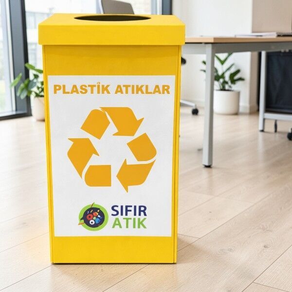 Ceymop Plastik Atık 70 Lt Folyolu Geri Dönüşüm Kutusu - Sarı (Cyp-1530)