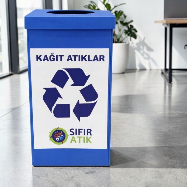 Ceymop Kağıt Atık Kovası 70 Lt Folyolu Geri Dönüşüm Kutusu – Mavi (CYP-1530)