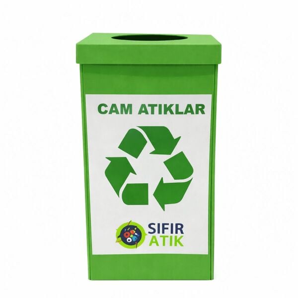 Ceymop Cam Atık 70 Lt Folyolu Geri Dönüşüm Kutusu - Yeşil Renk (Cyp-1530)