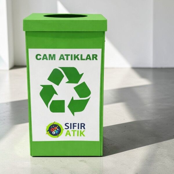 Ceymop Cam Atık 70 Lt Folyolu Geri Dönüşüm Kutusu - Yeşil Renk (Cyp-1530)