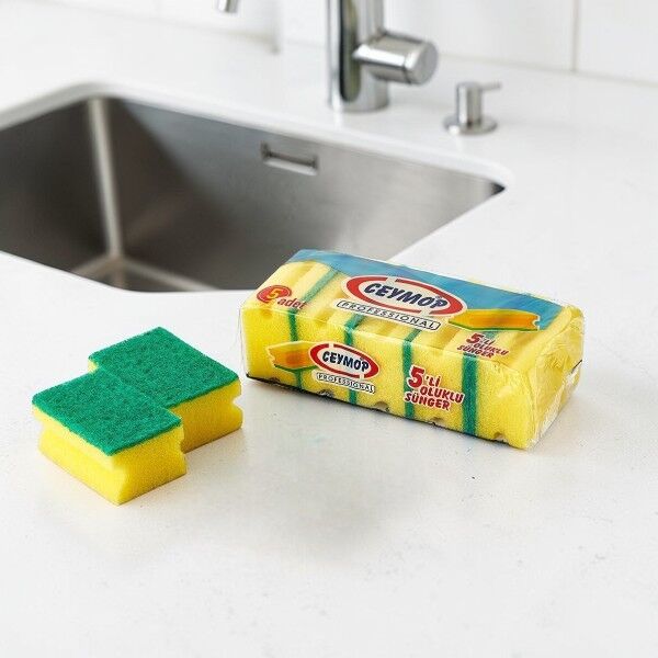 CYP-919 - Ceymop Oluklu Bulaşık Süngeri 5'li (Mikro)