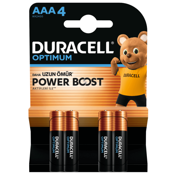 Duracell Optimum Power Boost AAA 4'lü İnce Kalem Pil