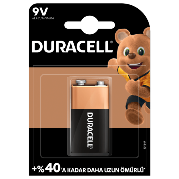 Duracell 9 Volt Pil - Tekli