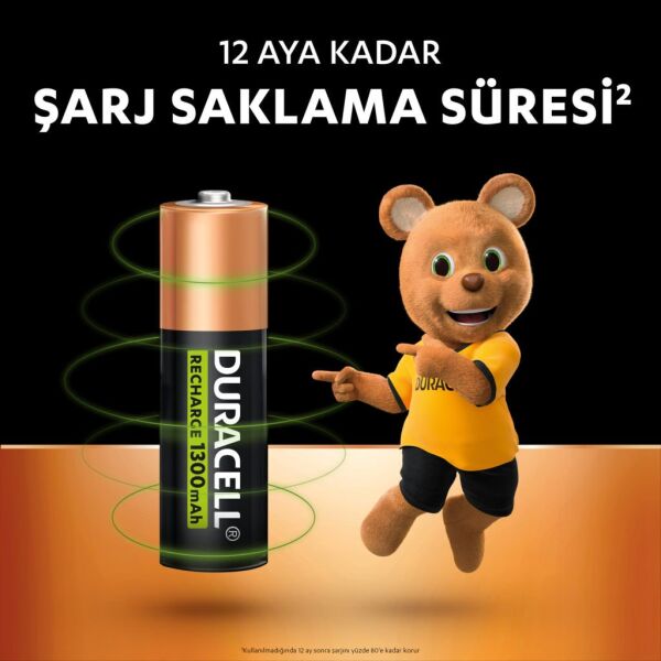 Duracell Şarj Edilebilir Pil AA 1300 mAh 2'li (Şarj Edilebilir Kalem Pil)