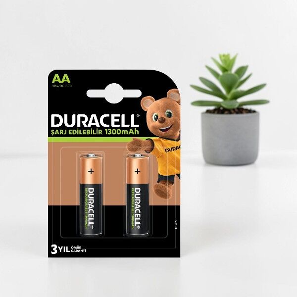 Duracell Şarj Edilebilir Pil AA 1300 mAh 2'li (Şarj Edilebilir Kalem Pil)