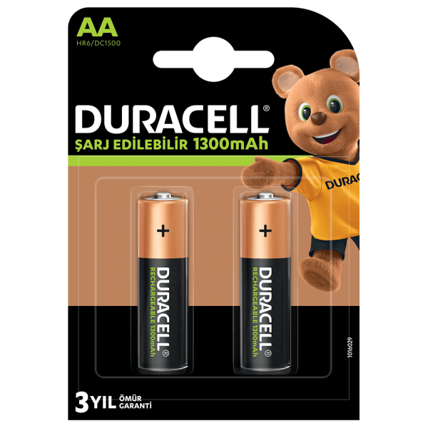 Duracell Şarj Edilebilir Pil AA 1300 mAh 2'li (Şarj Edilebilir Kalem Pil)