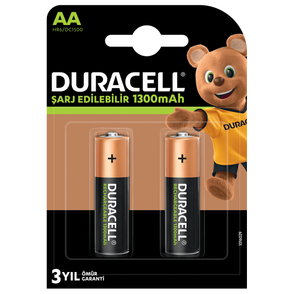 Duracell Şarj Edilebilir Pil AA 1300 mAh 2'li (Şarj Edilebilir Kalem Pil)