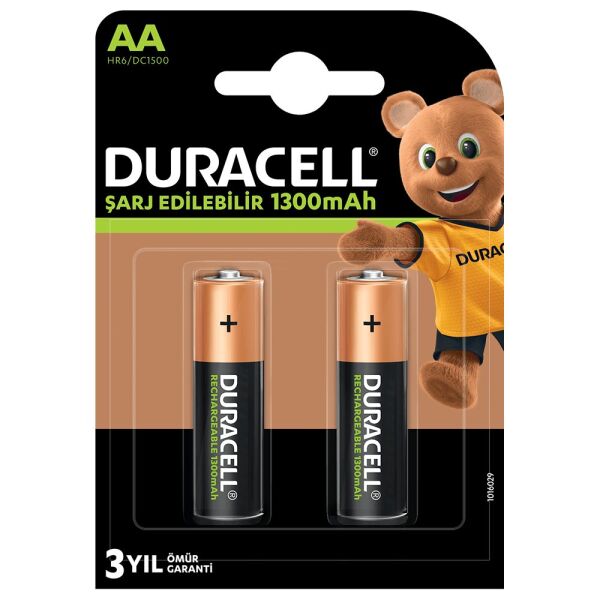 Duracell Şarj Edilebilir Pil AA 1300 mAh 2'li (Şarj Edilebilir Kalem Pil)