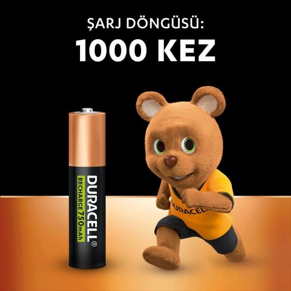Duracell Şarj Edilebilir AAA 750 mAh Pil 2'li (Şarj Edilebilir İnce Kalem Pil)
