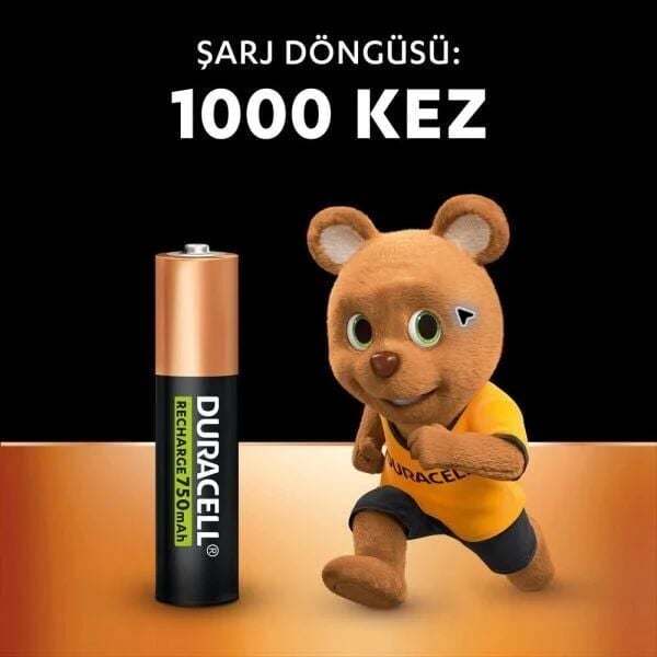 Duracell Şarj Edilebilir Pil AAA 750 mAh 2'li (Şarj Edilebilir İnce Kalem Pil)