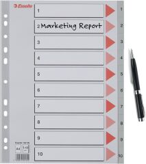 Esselte Seperatör A4 1-10 Rakam Gri (100105)