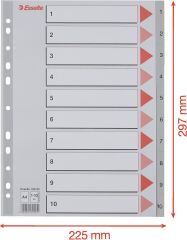 Esselte Seperatör A4 1-10 Rakam Gri (100105)