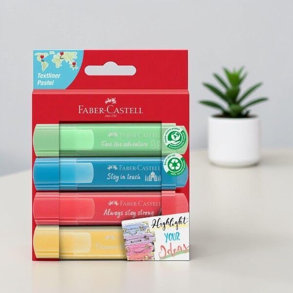 Faber-Castell Textliner 46 Pastel Fosforlu 4'lü Kalem Seti (154610)