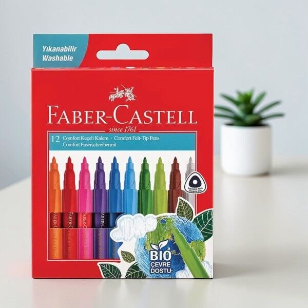 Faber-Castell Comfort Keçeli Kalem – 12’li Set Bio Plastik Gövdeli