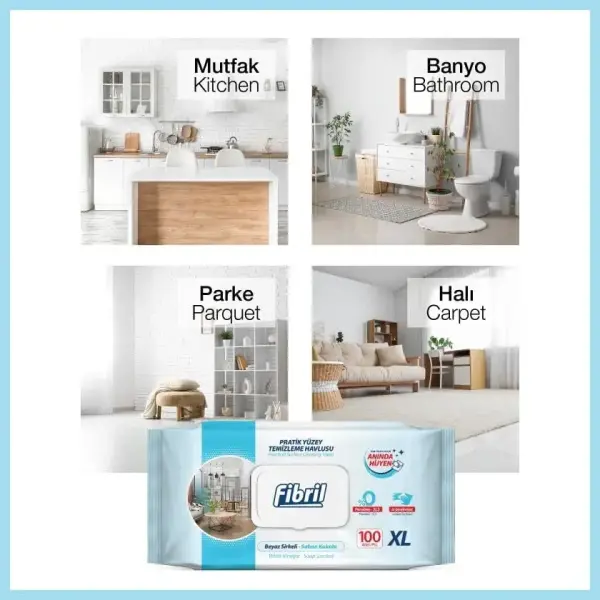 Fibril Pratik Yüzey Temizleme Havlusu Sabun Kokulu 100 Yaprak