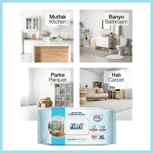Fibril Pratik Yüzey Temizleme Havlusu Sabun Kokulu 100 Yaprak