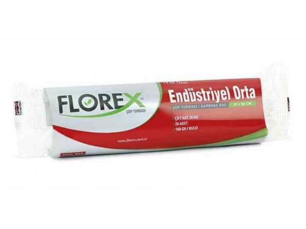 Florex 20'li Endüstriyel Orta Boy Çöp Torbası 55cm x 60 Cm