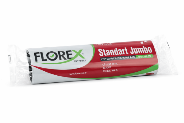Florex 10'lu Standart Jumbo Boy Çöp Torbası 80*110 Cm