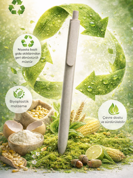 İlpen Tekli Geri Dönüştürülmüş Bioplastik Kalem- Gri