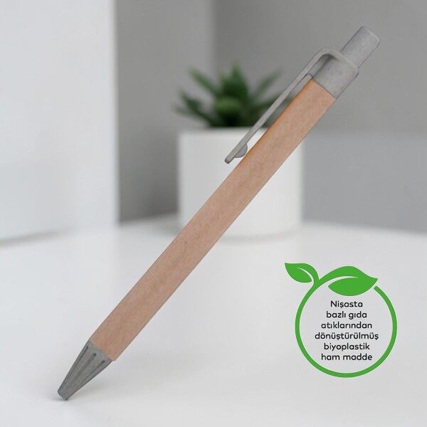 İlpen 15'li Geri Dönüştürülmüş ve Bioplastik Tükenmez Kalem (Naturel)