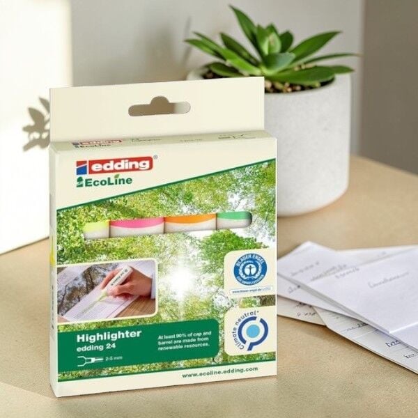 Edding Ecoline Fosforlu Kalemler 4'lü - Canlı Renkler