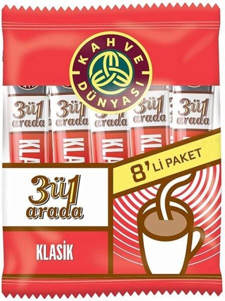 Kahve Dünyası 3’ü 1 Arada Klasik Hazır Kahve 18 Gr* 8’li