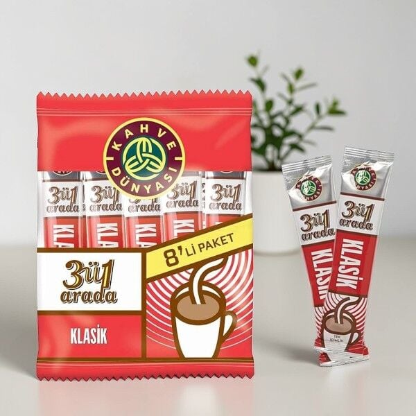 Kahve Dünyası 3’ü 1 Arada Klasik Hazır Kahve 18 Gr* 8’li