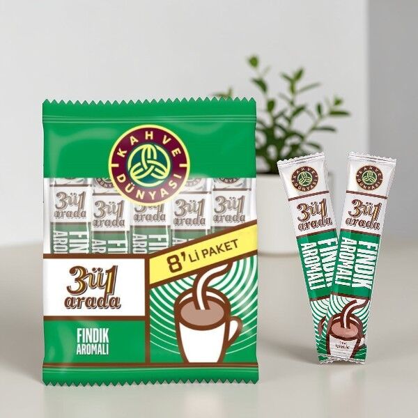 Kahve Dünyası 3’ü 1 Arada Fındık Aromalı Hazır Kahve 18 Gr*8’li