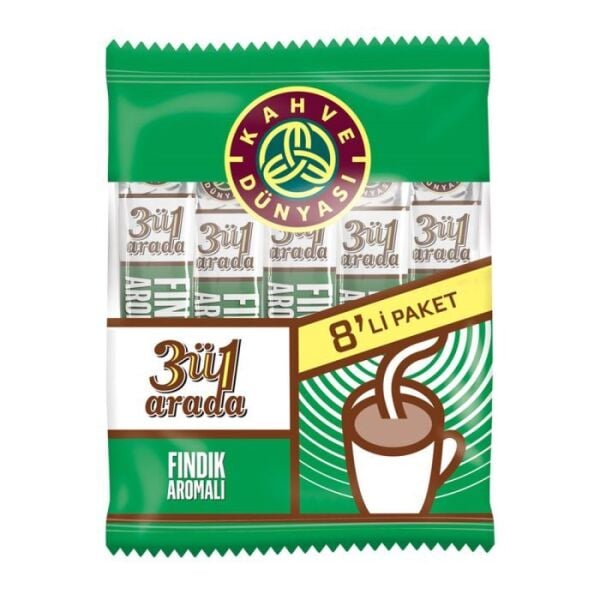 Kahve Dünyası 3’ü 1 Arada Fındık Aromalı 18 Gr*8’li Hazır Kahve